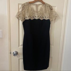 Gorgeous black dress with Gold lace detailing size 8